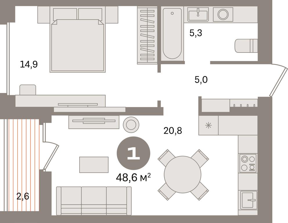 1-BD Apartment Sale, 48.6 sq. m. at Pervy kvartal, Kalinovaya ulitsa, derevnya Sapronovo, Leninskiy City District, Moscow Region, Russia #1 1-BD Apartment Sale, 48.6 sq. m. at Pervy kvartal, Kalinovaya ulitsa, derevnya Sapronovo, Leninskiy City District, Moscow Region, Russia #1