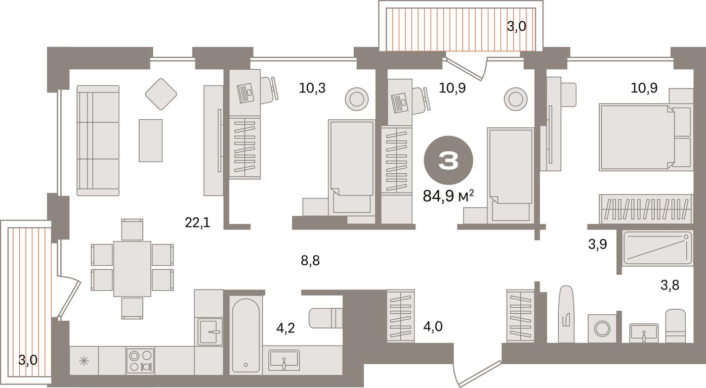 3-BD Apartment Sale, 84.9 sq. m. at Pervy kvartal, Kalinovaya ulitsa, derevnya Sapronovo, Leninskiy City District, Moscow Region, Russia #1 3-BD Apartment Sale, 84.9 sq. m. at Pervy kvartal, Kalinovaya ulitsa, derevnya Sapronovo, Leninskiy City District, Moscow Region, Russia #1