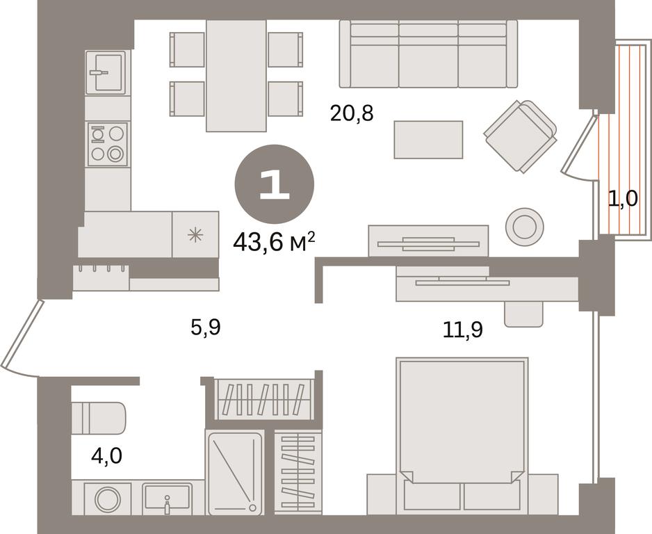 1-BD Apartment Sale, 43.6 sq. m. at Pervy kvartal, Kalinovaya ulitsa, derevnya Sapronovo, Leninskiy City District, Moscow Region, Russia #1 1-BD Apartment Sale, 43.6 sq. m. at Pervy kvartal, Kalinovaya ulitsa, derevnya Sapronovo, Leninskiy City District, Moscow Region, Russia #1