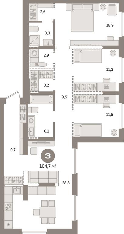 3-BD Apartment Sale, 104.7 sq. m. at Pervy kvartal, Kalinovaya ulitsa, derevnya Sapronovo, Leninskiy City District, Moscow Region, Russia #1 3-BD Apartment Sale, 104.7 sq. m. at Pervy kvartal, Kalinovaya ulitsa, derevnya Sapronovo, Leninskiy City District, Moscow Region, Russia #1