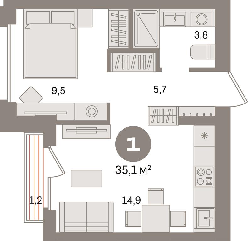 1-BD Apartment Sale, 35.1 sq. m. at Pervy kvartal, Kalinovaya ulitsa, derevnya Sapronovo, Leninskiy City District, Moscow Region, Russia #1 1-BD Apartment Sale, 35.1 sq. m. at Pervy kvartal, Kalinovaya ulitsa, derevnya Sapronovo, Leninskiy City District, Moscow Region, Russia #1