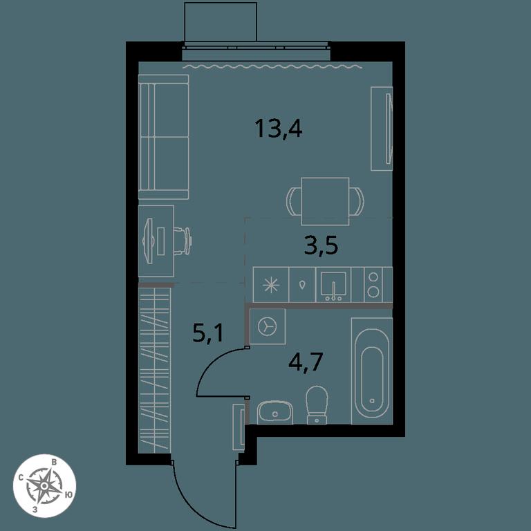 Apartment Sale, 26.7 sq. m. at 1 Izmajlovskij, Montazhnaya Street, 8с13, Moscow, Russia #1 Apartment Sale, 26.7 sq. m. at 1 Izmajlovskij, Montazhnaya Street, 8с13, Moscow, Russia #1