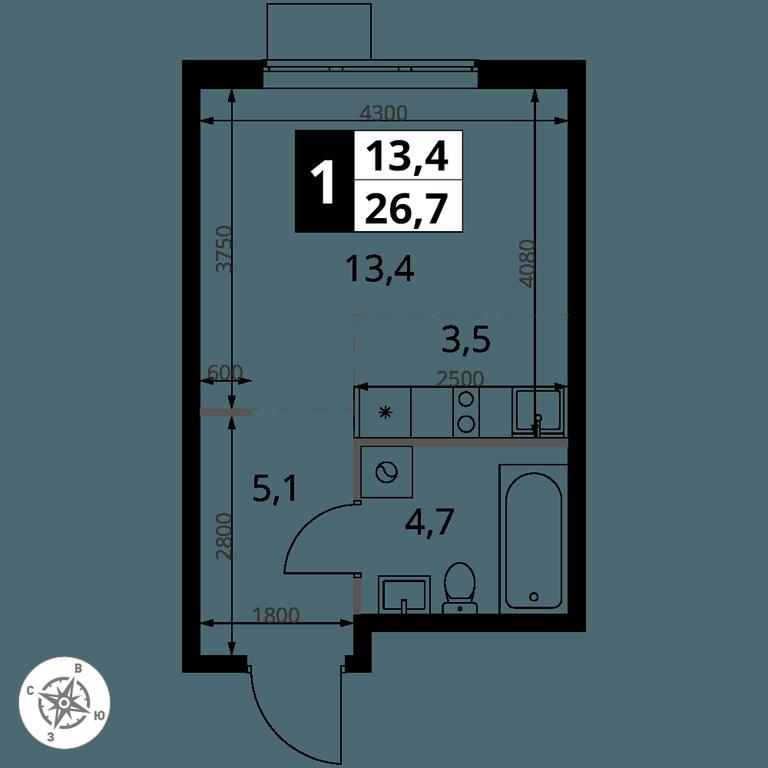Apartment Sale, 26.7 sq. m. at 1 Izmajlovskij, Montazhnaya Street, 8с13, Moscow, Russia #2 Apartment Sale, 26.7 sq. m. at 1 Izmajlovskij, Montazhnaya Street, 8с13, Moscow, Russia #2