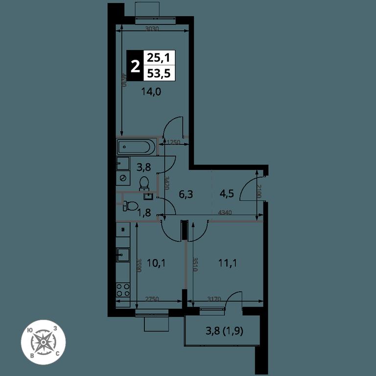 2-BD Apartment Sale, 53.5 sq. m. at Pervy Sheremetevskij, Komsomolskaya Street, 16, Khimki, Moscow Region, Russia #1 2-BD Apartment Sale, 53.5 sq. m. at Pervy Sheremetevskij, Komsomolskaya Street, 16, Khimki, Moscow Region, Russia #1