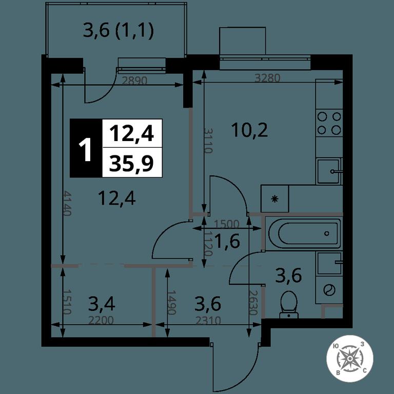 1-BD Apartment Sale, 35.9 sq. m. at Pervy Sheremetevskij, Komsomolskaya Street, 16, Khimki, Moscow Region, Russia #1 1-BD Apartment Sale, 35.9 sq. m. at Pervy Sheremetevskij, Komsomolskaya Street, 16, Khimki, Moscow Region, Russia #1