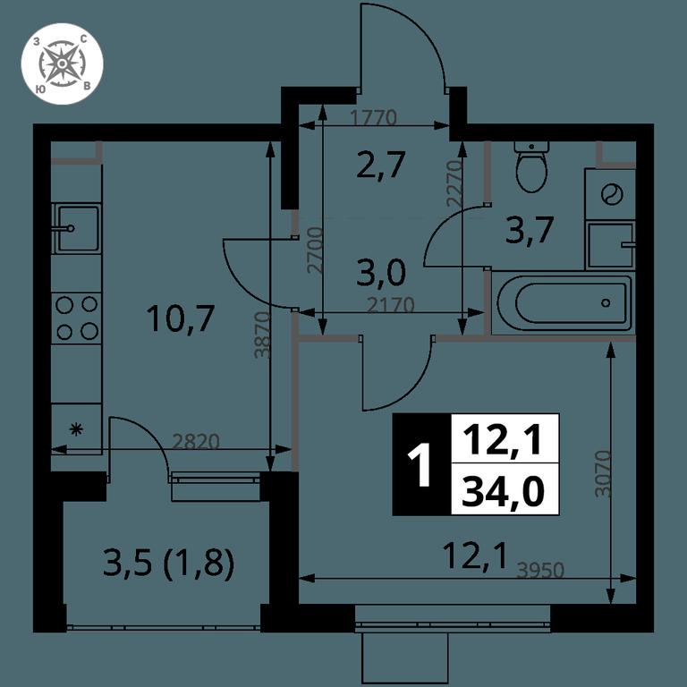 1-BD Apartment Sale, 34 sq. m. at Pervy Sheremetevskij, Komsomolskaya Street, 16, Khimki, Moscow Region, Russia #1 1-BD Apartment Sale, 34 sq. m. at Pervy Sheremetevskij, Komsomolskaya Street, 16, Khimki, Moscow Region, Russia #1