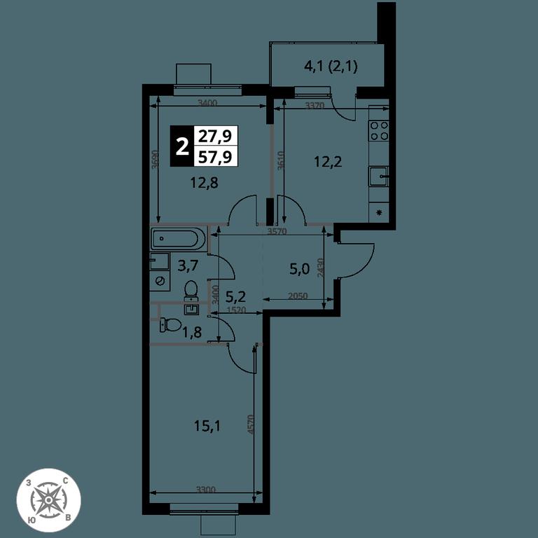 2-BD Apartment Sale, 57.9 sq. m. at Pervy Sheremetevskij, Komsomolskaya Street, 16, Khimki, Moscow Region, Russia #1 2-BD Apartment Sale, 57.9 sq. m. at Pervy Sheremetevskij, Komsomolskaya Street, 16, Khimki, Moscow Region, Russia #1