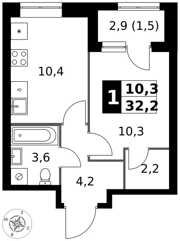 1-BD Apartment Sale, 32.2 sq. m. at 1 Izmajlovskij, Montazhnaya Street, 8с13, Moscow, Russia #1 1-BD Apartment Sale, 32.2 sq. m. at 1 Izmajlovskij, Montazhnaya Street, 8с13, Moscow, Russia #1