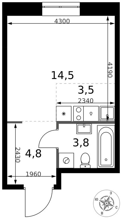 Apartment Sale, 26.6平方米 at 1 Izmajlovskij, Montazhnaya Street, 8с13, Moscow, Russia #2 Apartment Sale, 26.6平方米 at 1 Izmajlovskij, Montazhnaya Street, 8с13, Moscow, Russia #2