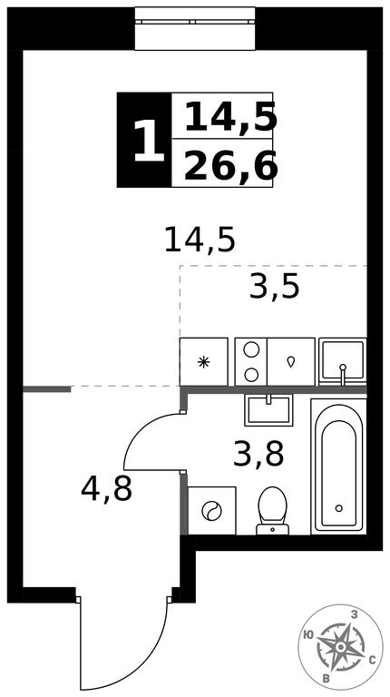 Apartment Sale, 26.6平方米 at 1 Izmajlovskij, Montazhnaya Street, 8с13, Moscow, Russia #1 Apartment Sale, 26.6平方米 at 1 Izmajlovskij, Montazhnaya Street, 8с13, Moscow, Russia #1
