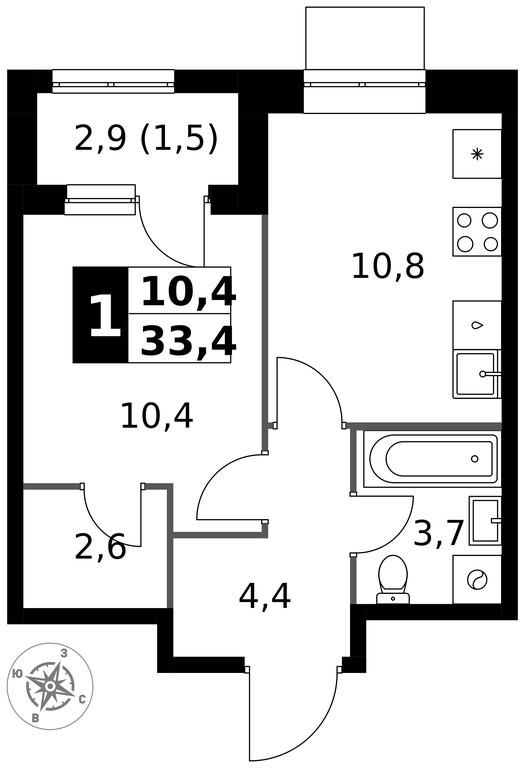 1-BD Apartment Sale, 33.4 sq. m. at 1 Izmajlovskij, Montazhnaya Street, 8с13, Moscow, Russia #1 1-BD Apartment Sale, 33.4 sq. m. at 1 Izmajlovskij, Montazhnaya Street, 8с13, Moscow, Russia #1