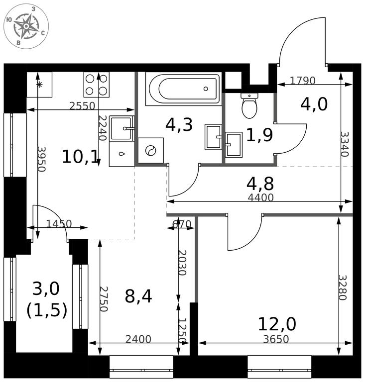 2-BD Apartment Sale, 47 sq. m. at 1 Izmajlovskij, Montazhnaya Street, 8с13, Moscow, Russia #2 2-BD Apartment Sale, 47 sq. m. at 1 Izmajlovskij, Montazhnaya Street, 8с13, Moscow, Russia #2