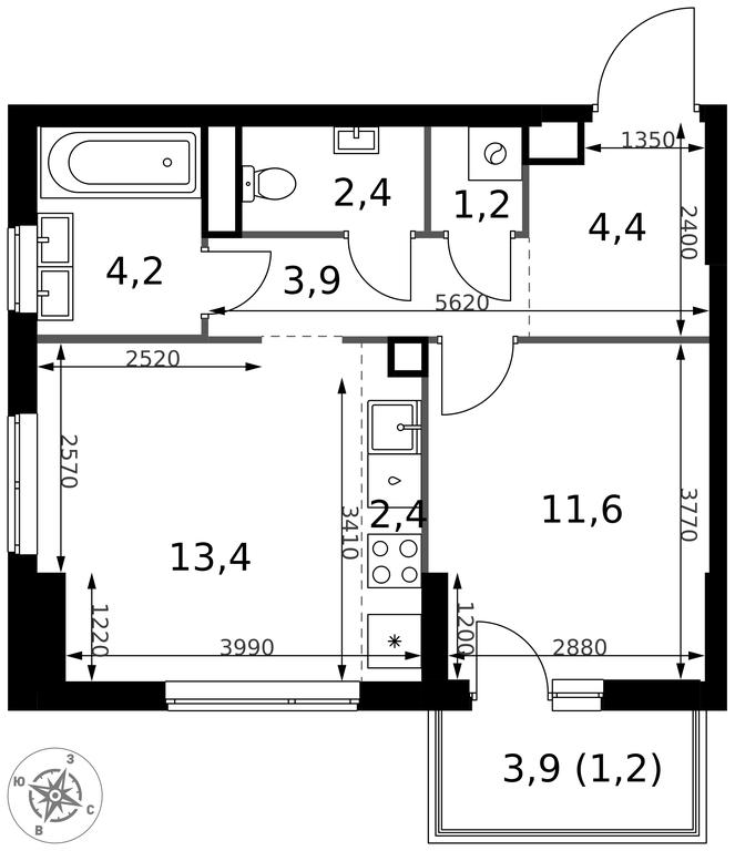 2-BD Apartment Sale, 44.7 sq. m. at 1 Izmajlovskij, Montazhnaya Street, 8с13, Moscow, Russia #2 2-BD Apartment Sale, 44.7 sq. m. at 1 Izmajlovskij, Montazhnaya Street, 8с13, Moscow, Russia #2
