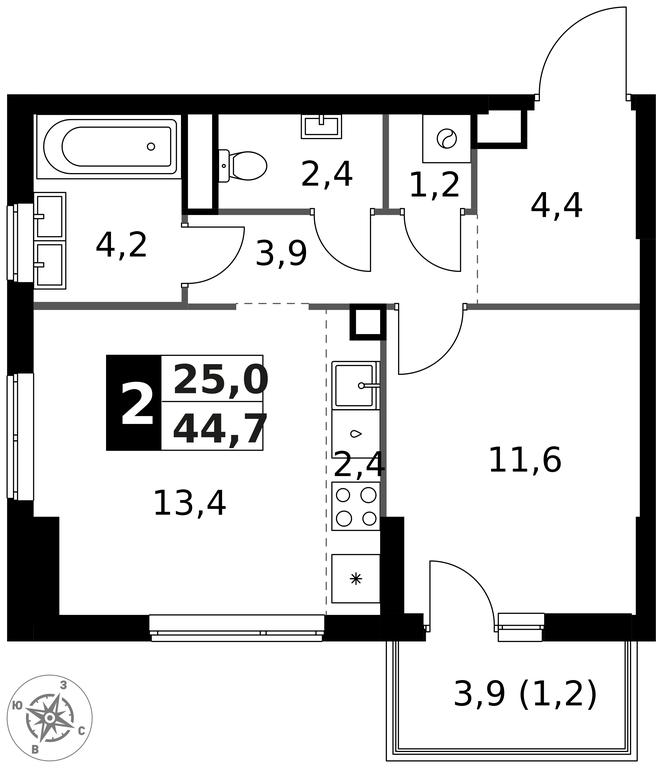 2-BD Apartment Sale, 44.7 sq. m. at 1 Izmajlovskij, Montazhnaya Street, 8с13, Moscow, Russia #1 2-BD Apartment Sale, 44.7 sq. m. at 1 Izmajlovskij, Montazhnaya Street, 8с13, Moscow, Russia #1