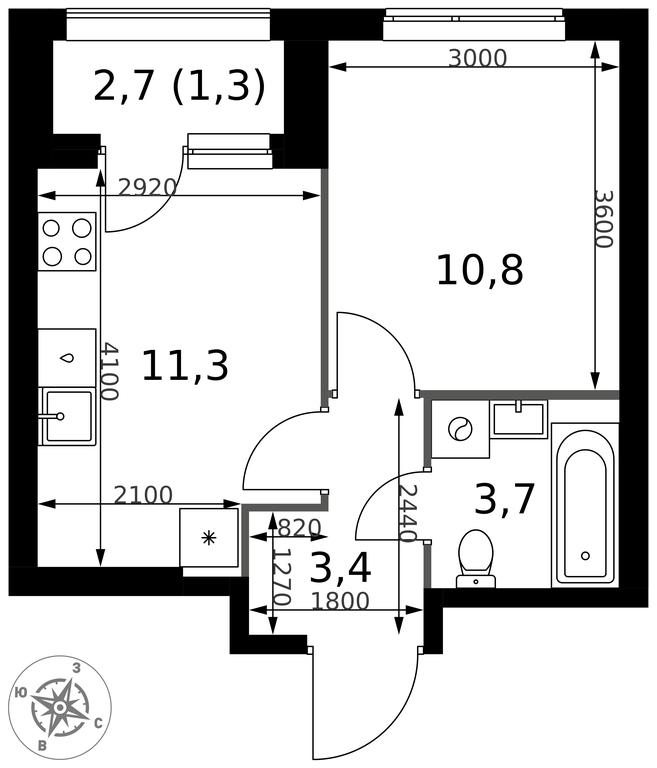 1-BD Apartment Sale, 30.5平方米 at 1 Izmajlovskij, Montazhnaya Street, 8с13, Moscow, Russia #2 1-BD Apartment Sale, 30.5平方米 at 1 Izmajlovskij, Montazhnaya Street, 8с13, Moscow, Russia #2