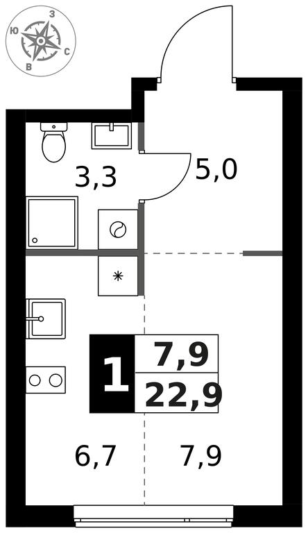 Apartment Sale, 22.9 sq. m. at 1 Izmajlovskij, Montazhnaya Street, 8с13, Moscow, Russia #1