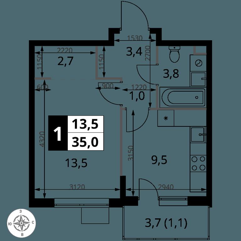 1-BD Apartment Sale, 35平方米 at Pervy Sheremetevskij, Komsomolskaya Street, 16, Khimki, Moscow Region, Russia #1 1-BD Apartment Sale, 35平方米 at Pervy Sheremetevskij, Komsomolskaya Street, 16, Khimki, Moscow Region, Russia #1