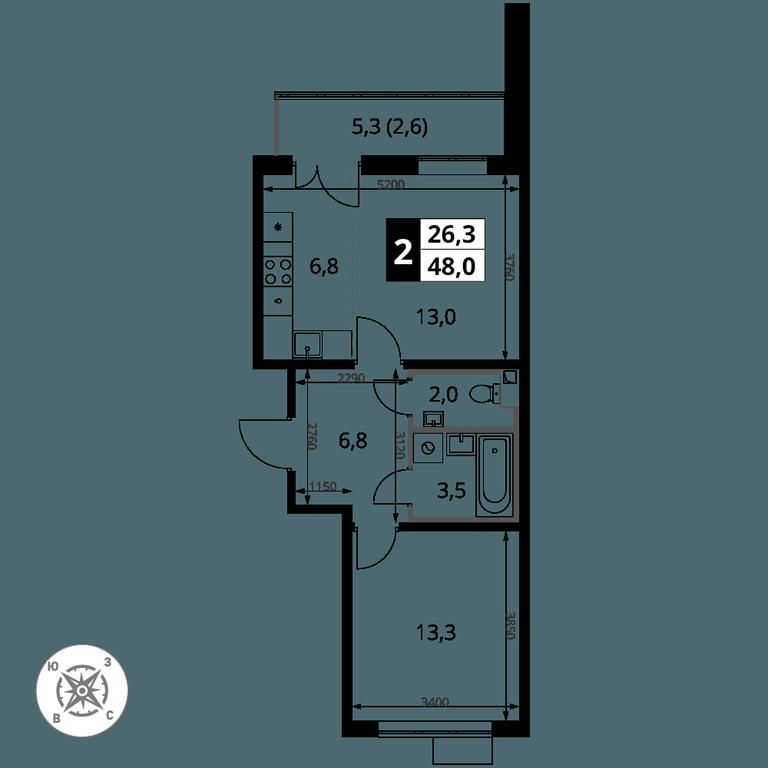 2-BD Apartment Sale, 48 sq. m. at Pervy Sheremetevskij, Komsomolskaya Street, 16, Khimki, Moscow Region, Russia #2 2-BD Apartment Sale, 48 sq. m. at Pervy Sheremetevskij, Komsomolskaya Street, 16, Khimki, Moscow Region, Russia #2