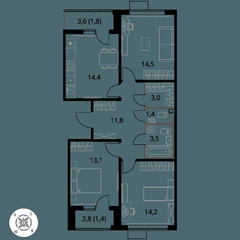 3-BD Apartment Sale, 79.1平方米 at Pervy Sheremetevskij, Komsomolskaya Street, 16, Khimki, Moscow Region, Russia #1 3-BD Apartment Sale, 79.1平方米 at Pervy Sheremetevskij, Komsomolskaya Street, 16, Khimki, Moscow Region, Russia #1