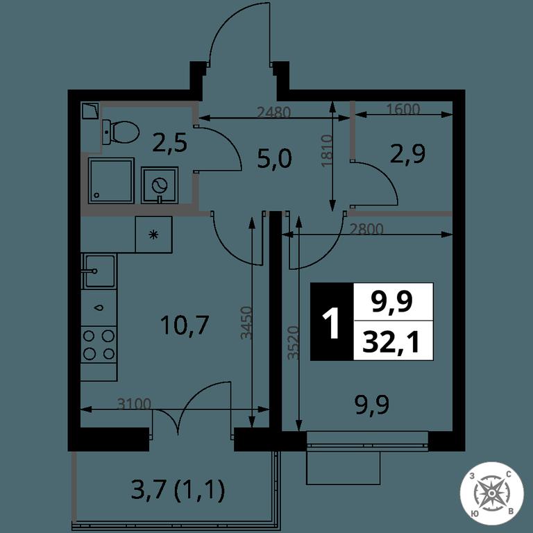 1-BD Apartment Sale, 32.1平方米 at Pervy Sheremetevskij, Komsomolskaya Street, 16, Khimki, Moscow Region, Russia #2 1-BD Apartment Sale, 32.1平方米 at Pervy Sheremetevskij, Komsomolskaya Street, 16, Khimki, Moscow Region, Russia #2