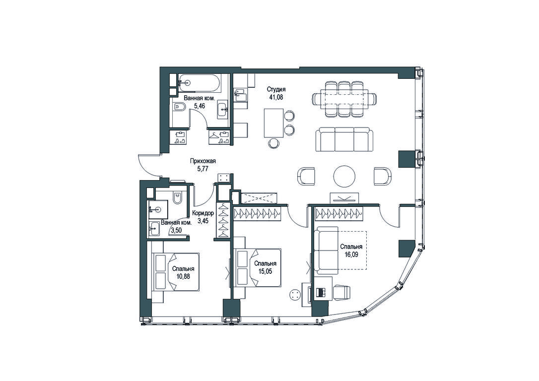Продажа 3-комн. квартиры, 101,24 м² в ЖК «Феймос (Famous)», Багратионовский проезд, 5к2, Москва, Россия #1 Продажа 3-комн. квартиры, 101,24 м² в ЖК «Феймос (Famous)», Багратионовский проезд, 5к2, Москва, Россия #1