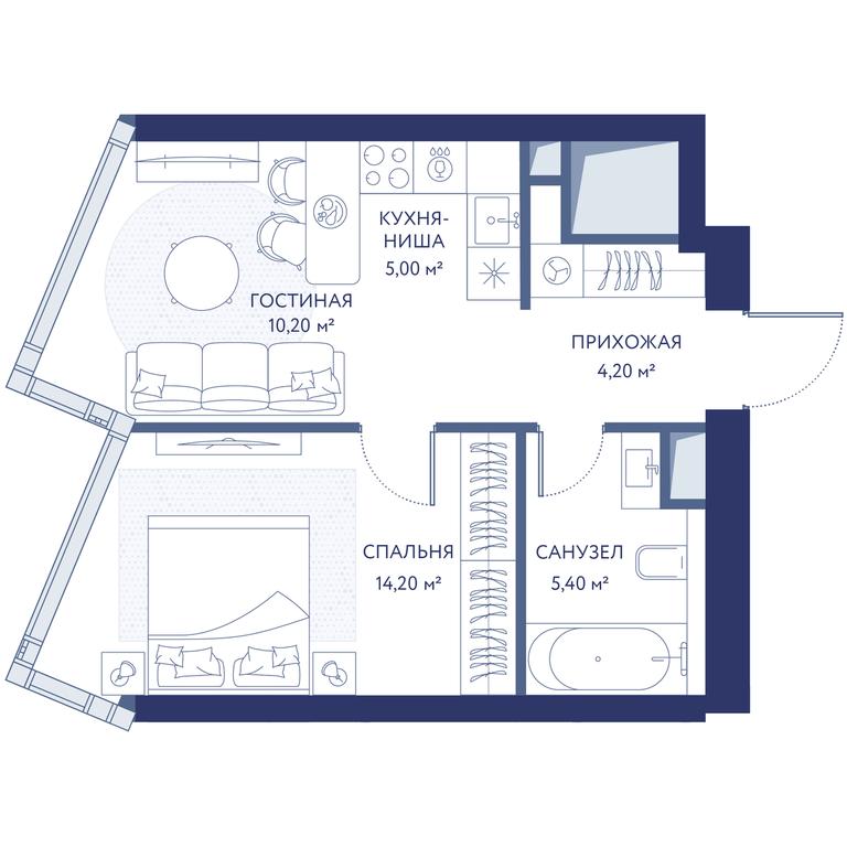 1-BD Apartment Sale, 39.1平方米 at HideOut, 3rd Setunsky Drive, Moscow, Russia #1 1-BD Apartment Sale, 39.1平方米 at HideOut, 3rd Setunsky Drive, Moscow, Russia #1
