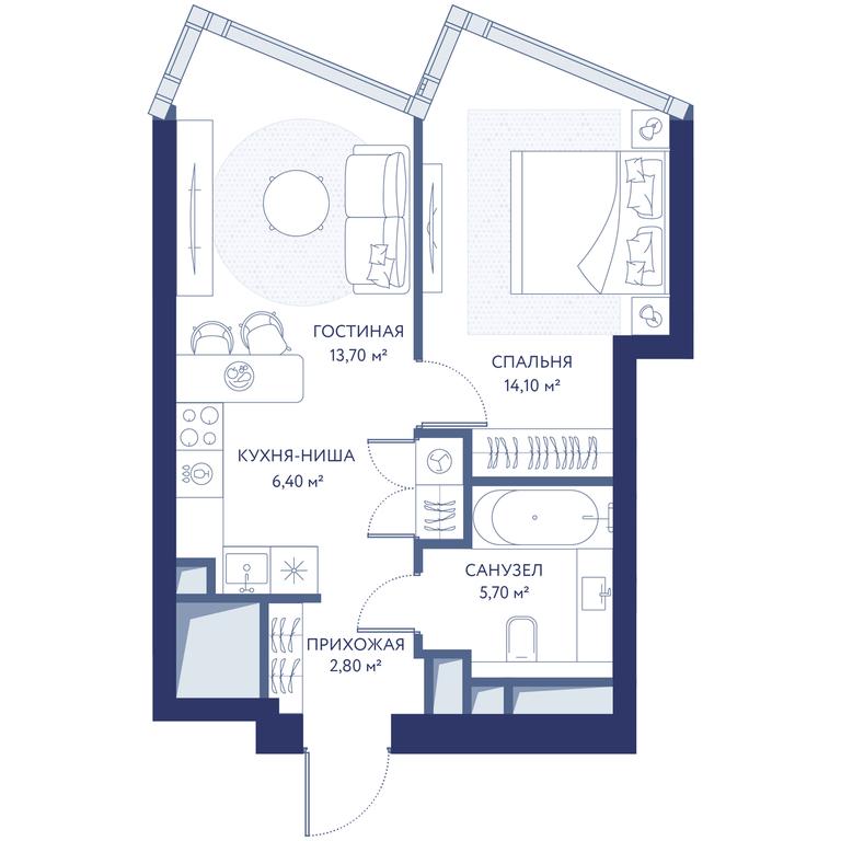 1-BD Apartment Sale, 42.7平方米 at HideOut, 3rd Setunsky Drive, Moscow, Russia #1 1-BD Apartment Sale, 42.7平方米 at HideOut, 3rd Setunsky Drive, Moscow, Russia #1
