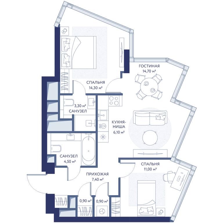 2-BD Apartment Sale, 62.2平方米 at HideOut, 3rd Setunsky Drive, Moscow, Russia #1 2-BD Apartment Sale, 62.2平方米 at HideOut, 3rd Setunsky Drive, Moscow, Russia #1