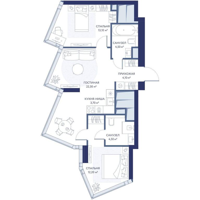 2-BD Apartment Sale, 64.3 sq. m. at HideOut, 3rd Setunsky Drive, Moscow, Russia #1 2-BD Apartment Sale, 64.3 sq. m. at HideOut, 3rd Setunsky Drive, Moscow, Russia #1