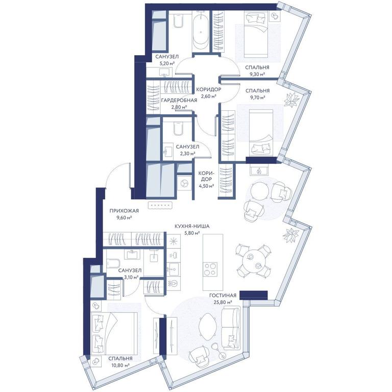 3-BD Apartment Sale, 91.5平方米 at HideOut, 3rd Setunsky Drive, Moscow, Russia #1