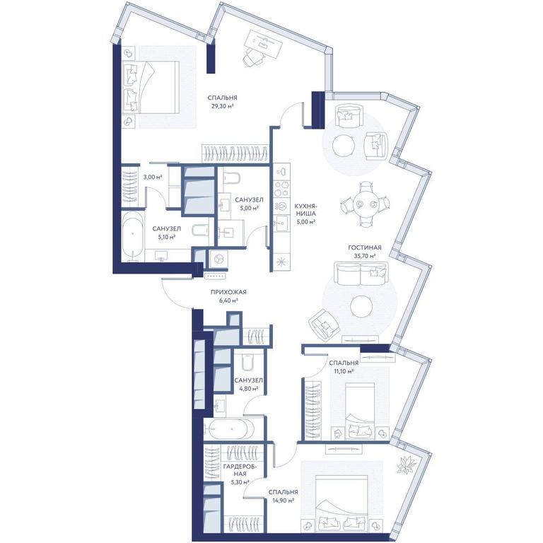 3-BD Apartment Sale, 126平方米 at HideOut, 3rd Setunsky Drive, Moscow, Russia #1 3-BD Apartment Sale, 126平方米 at HideOut, 3rd Setunsky Drive, Moscow, Russia #1