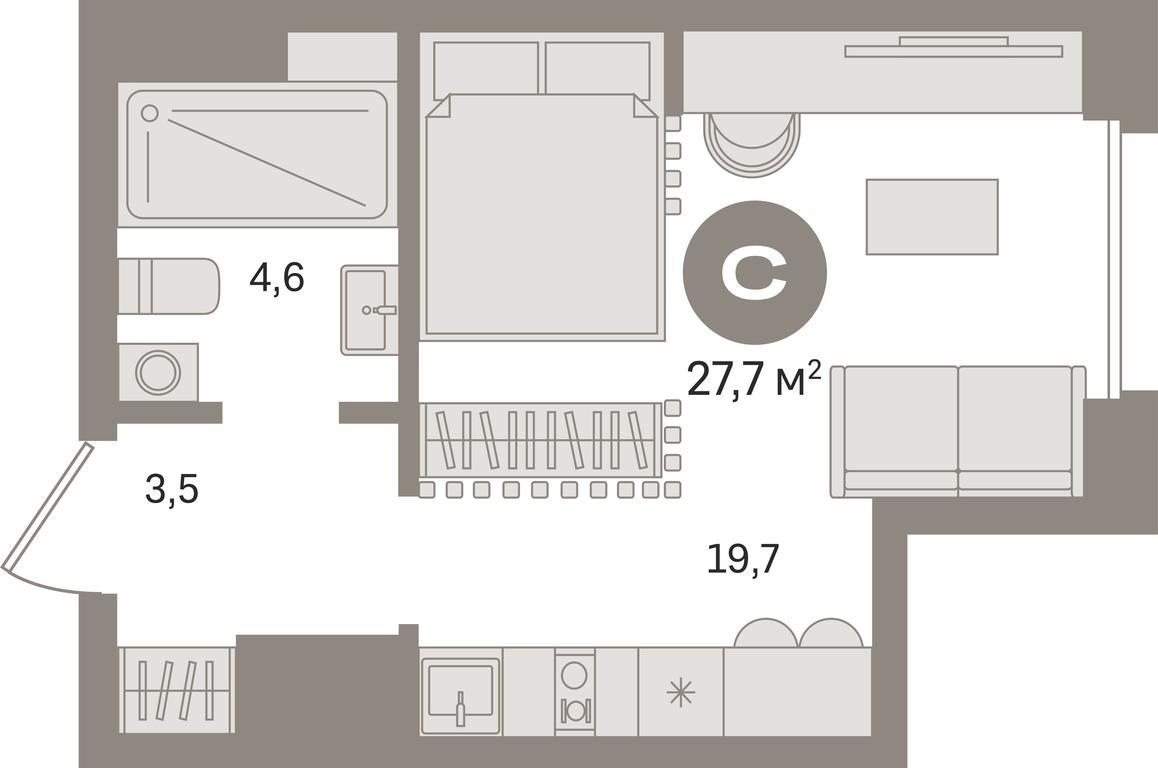 Apartment Sale, 27.7 sq. m. at Kvartal «MONS», Ogorodny Drive, Moscow, Russia #1