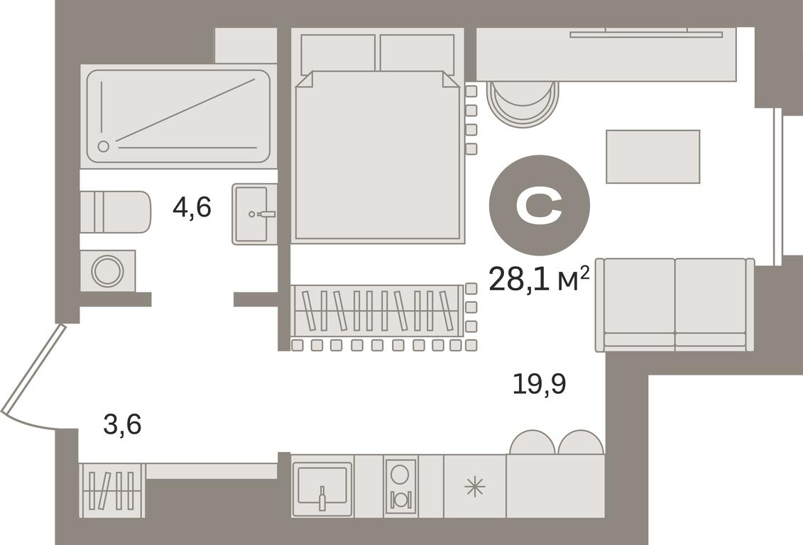 Apartment Sale, 28.1平方米 at Kvartal «MONS», Ogorodny Drive, Moscow, Russia #1