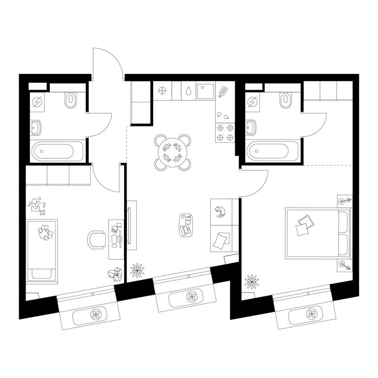 2-BD Apartment Sale, 58.1 sq. m. at Salarevo Park, Salaryevskaya Street, 8к1, Moskovskiy Settlement, Moscow, Russia #1