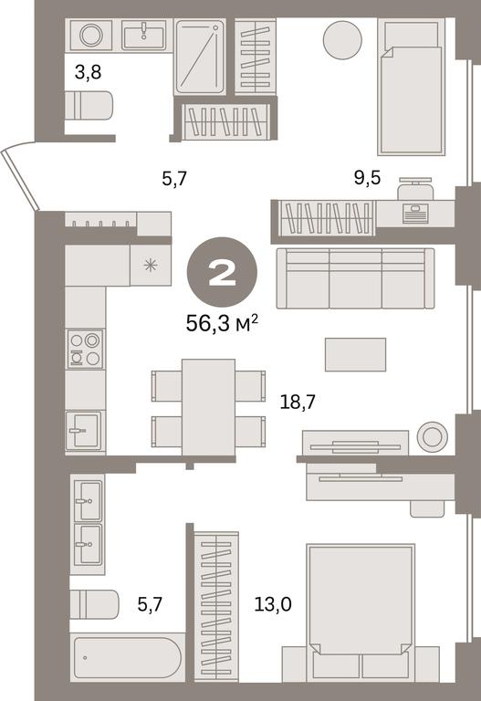 2-BD Apartment Sale, 56.3平方米 at Pervy kvartal, Kalinovaya ulitsa, derevnya Sapronovo, Leninskiy City District, Moscow Region, Russia #1 2-BD Apartment Sale, 56.3平方米 at Pervy kvartal, Kalinovaya ulitsa, derevnya Sapronovo, Leninskiy City District, Moscow Region, Russia #1