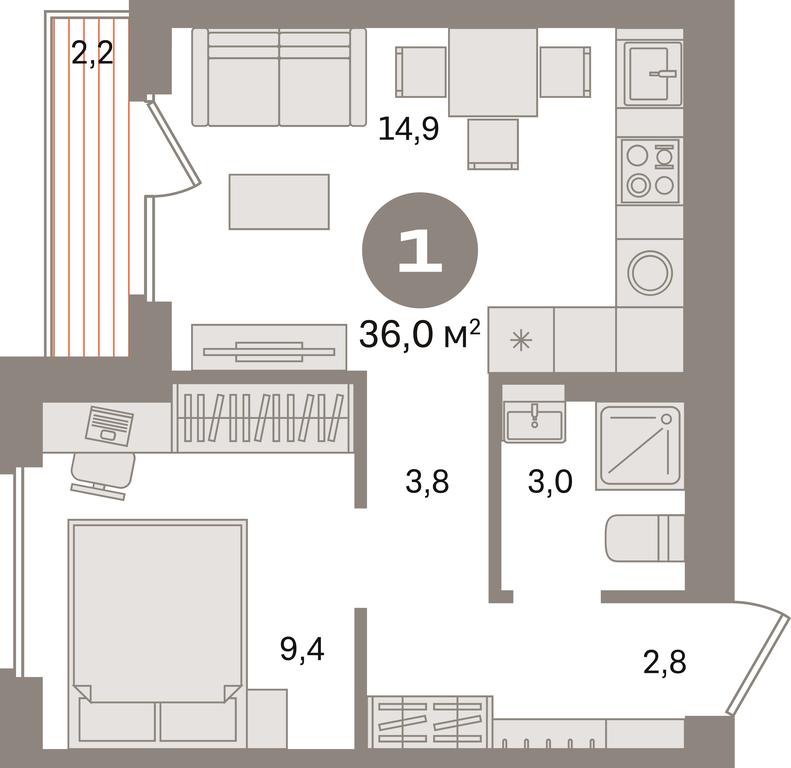 1-BD Apartment Sale, 36 sq. m. at Pervy kvartal, Kalinovaya ulitsa, derevnya Sapronovo, Leninskiy City District, Moscow Region, Russia #1 1-BD Apartment Sale, 36 sq. m. at Pervy kvartal, Kalinovaya ulitsa, derevnya Sapronovo, Leninskiy City District, Moscow Region, Russia #1