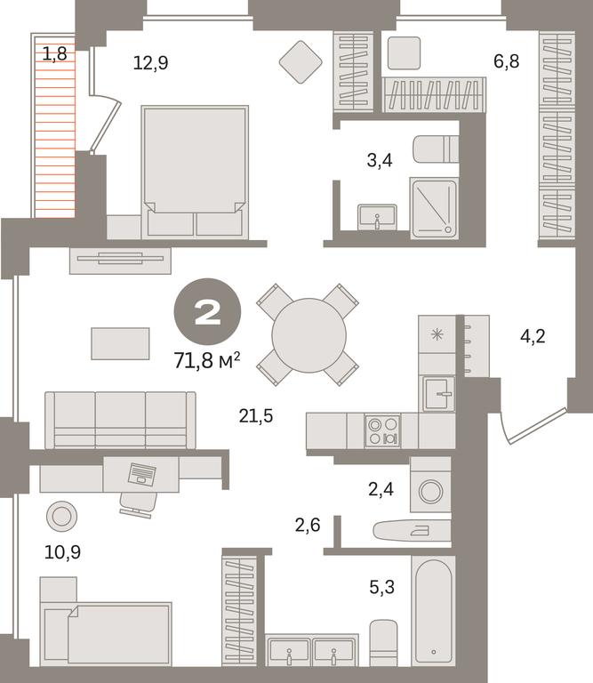 2-BD Apartment Sale, 71.8 sq. m. at Pervy kvartal, Kalinovaya ulitsa, derevnya Sapronovo, Leninskiy City District, Moscow Region, Russia #1 2-BD Apartment Sale, 71.8 sq. m. at Pervy kvartal, Kalinovaya ulitsa, derevnya Sapronovo, Leninskiy City District, Moscow Region, Russia #1
