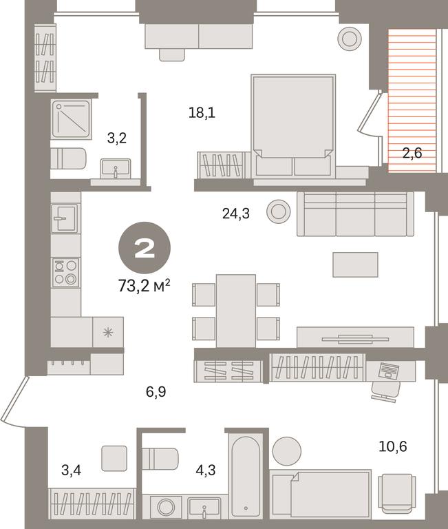 2-BD Apartment Sale, 73.2 sq. m. at Pervy kvartal, Kalinovaya ulitsa, derevnya Sapronovo, Leninskiy City District, Moscow Region, Russia #1 2-BD Apartment Sale, 73.2 sq. m. at Pervy kvartal, Kalinovaya ulitsa, derevnya Sapronovo, Leninskiy City District, Moscow Region, Russia #1