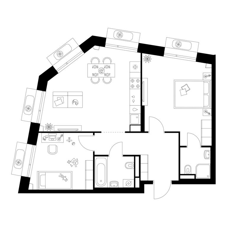 2-BD Apartment Sale, 62.4 sq. m. at Salarevo Park, Salaryevskaya Street, 8к1, Moskovskiy Settlement, Moscow, Russia #1