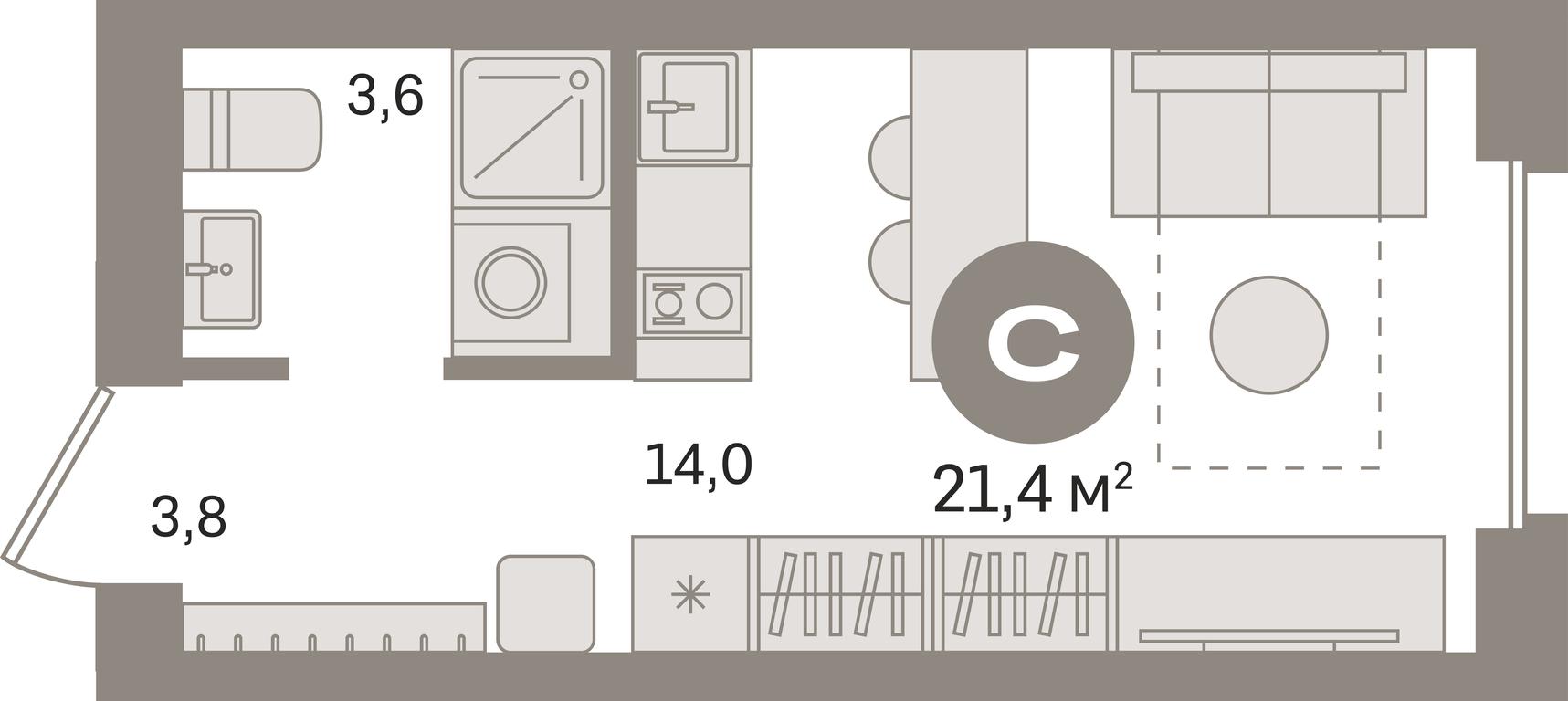 Apartment Sale, 21.4 sq. m. at Pervy kvartal, Kalinovaya ulitsa, derevnya Sapronovo, Leninskiy City District, Moscow Region, Russia #1