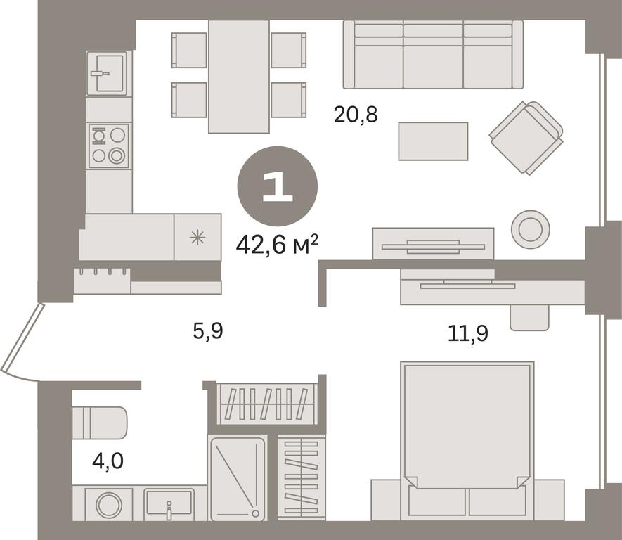 1-BD Apartment Sale, 42.6 sq. m. at Pervy kvartal, Kalinovaya ulitsa, derevnya Sapronovo, Leninskiy City District, Moscow Region, Russia #1 1-BD Apartment Sale, 42.6 sq. m. at Pervy kvartal, Kalinovaya ulitsa, derevnya Sapronovo, Leninskiy City District, Moscow Region, Russia #1