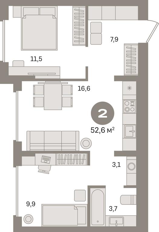 2-BD Apartment Sale, 52.6 sq. m. at Pervy kvartal, Kalinovaya ulitsa, derevnya Sapronovo, Leninskiy City District, Moscow Region, Russia #1 2-BD Apartment Sale, 52.6 sq. m. at Pervy kvartal, Kalinovaya ulitsa, derevnya Sapronovo, Leninskiy City District, Moscow Region, Russia #1
