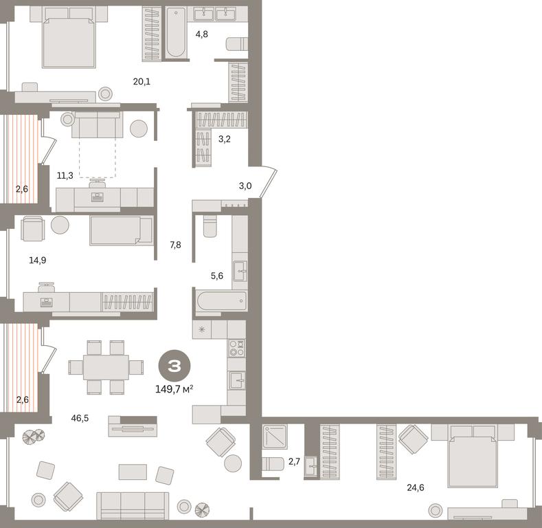 4-BD Apartment Sale, 149.7 sq. m. at Pervy kvartal, Kalinovaya ulitsa, derevnya Sapronovo, Leninskiy City District, Moscow Region, Russia #1 4-BD Apartment Sale, 149.7 sq. m. at Pervy kvartal, Kalinovaya ulitsa, derevnya Sapronovo, Leninskiy City District, Moscow Region, Russia #1