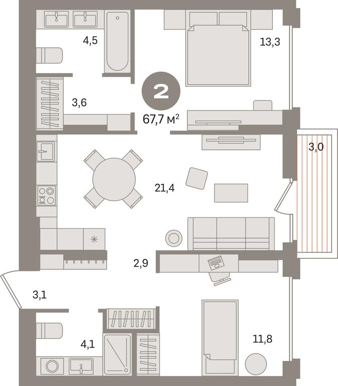 2-BD Apartment Sale, 67.7平方米 at Pervy kvartal, Kalinovaya ulitsa, derevnya Sapronovo, Leninskiy City District, Moscow Region, Russia #1 2-BD Apartment Sale, 67.7平方米 at Pervy kvartal, Kalinovaya ulitsa, derevnya Sapronovo, Leninskiy City District, Moscow Region, Russia #1