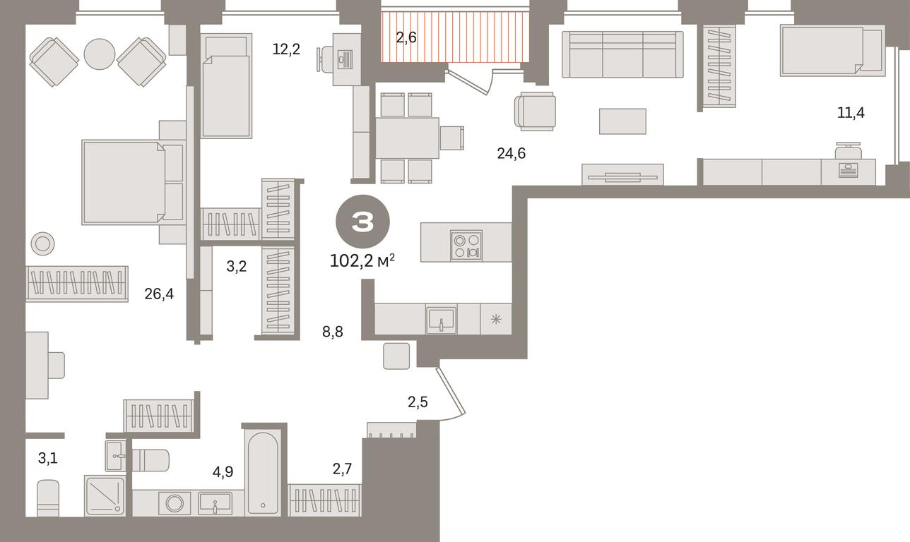 3-BD Apartment Sale, 102.2平方米 at Pervy kvartal, Kalinovaya ulitsa, derevnya Sapronovo, Leninskiy City District, Moscow Region, Russia #1 3-BD Apartment Sale, 102.2平方米 at Pervy kvartal, Kalinovaya ulitsa, derevnya Sapronovo, Leninskiy City District, Moscow Region, Russia #1