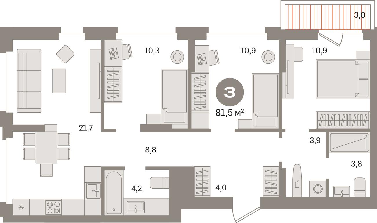3-BD Apartment Sale, 81.5 sq. m. at Pervy kvartal, Kalinovaya ulitsa, derevnya Sapronovo, Leninskiy City District, Moscow Region, Russia #1 3-BD Apartment Sale, 81.5 sq. m. at Pervy kvartal, Kalinovaya ulitsa, derevnya Sapronovo, Leninskiy City District, Moscow Region, Russia #1