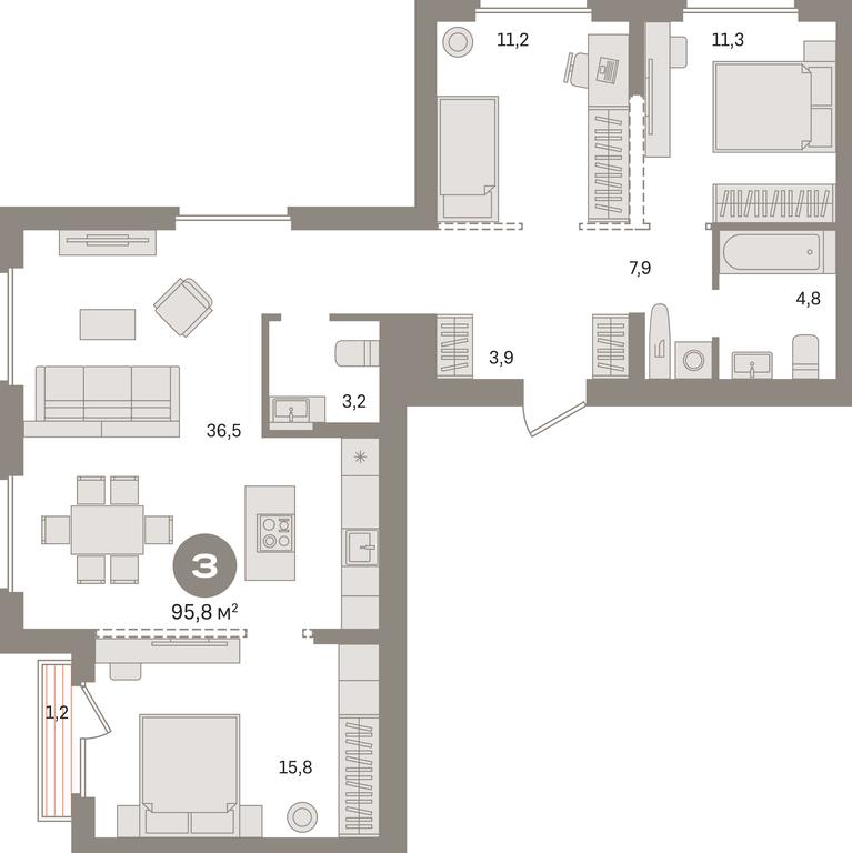 2-BD Apartment Sale, 95.8平方米 at Pervy kvartal, Kalinovaya ulitsa, derevnya Sapronovo, Leninskiy City District, Moscow Region, Russia #1 2-BD Apartment Sale, 95.8平方米 at Pervy kvartal, Kalinovaya ulitsa, derevnya Sapronovo, Leninskiy City District, Moscow Region, Russia #1