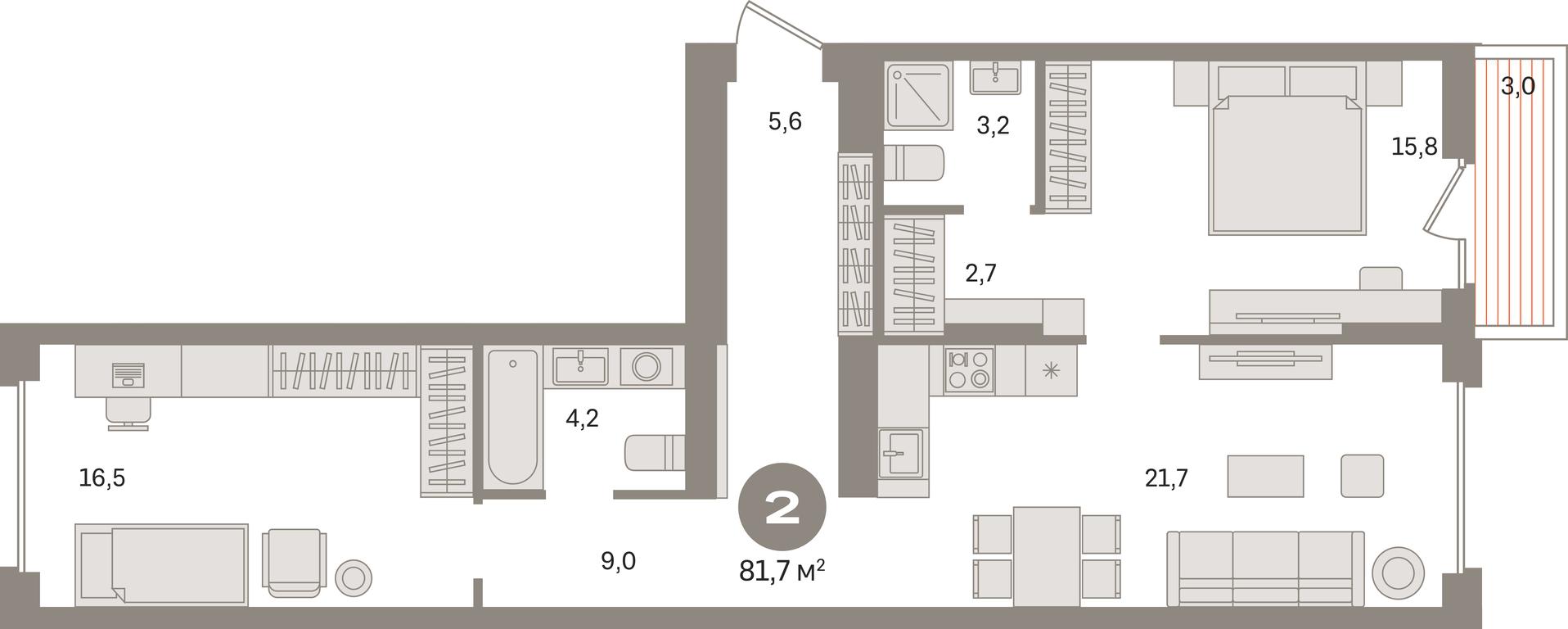 2-BD Apartment Sale, 81.7平方米 at Pervy kvartal, Kalinovaya ulitsa, derevnya Sapronovo, Leninskiy City District, Moscow Region, Russia #1