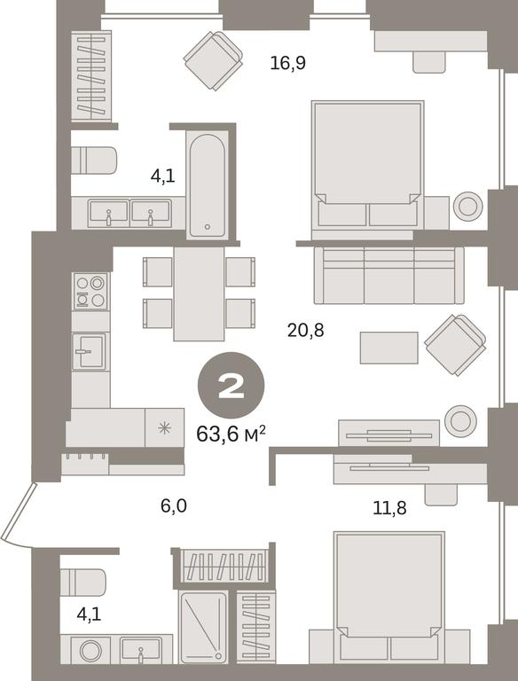 Продажа 2-комн. квартиры, 63,6 м² в ЖК «Первый квартал», Калиновая улица, деревня Сапроново, Ленинский городской округ, Московская область, Россия #1 Продажа 2-комн. квартиры, 63,6 м² в ЖК «Первый квартал», Калиновая улица, деревня Сапроново, Ленинский городской округ, Московская область, Россия #1