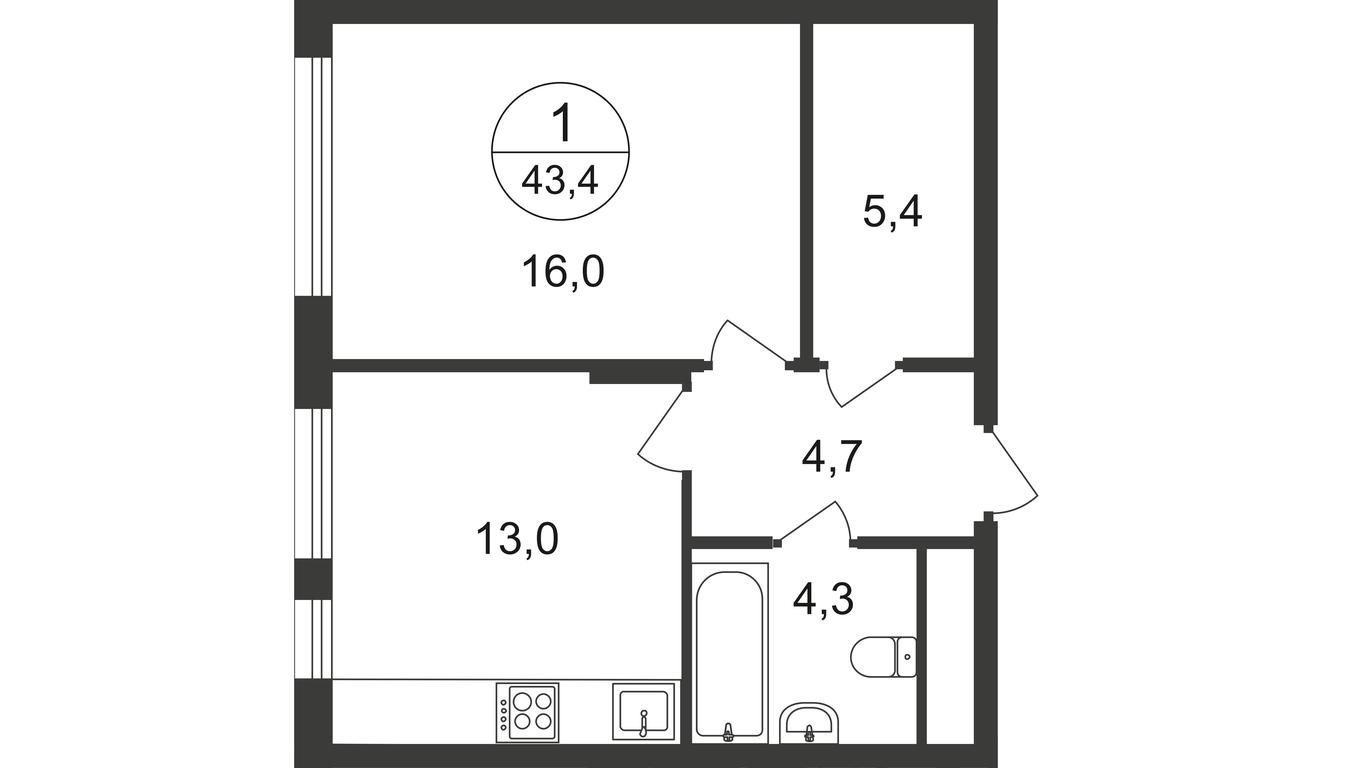 Apartment Sale, 43.4 sq. m. at Peredelkino Blizhnee, Korneya Chukovskogo Street, 1, Vnukovskoye Settlement, Moscow, Russia #1 Apartment Sale, 43.4 sq. m. at Peredelkino Blizhnee, Korneya Chukovskogo Street, 1, Vnukovskoye Settlement, Moscow, Russia #1